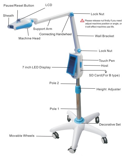 Máquina de blanqueamiento dental MD887A 39W con pantalla táctil de 7 pulgadas